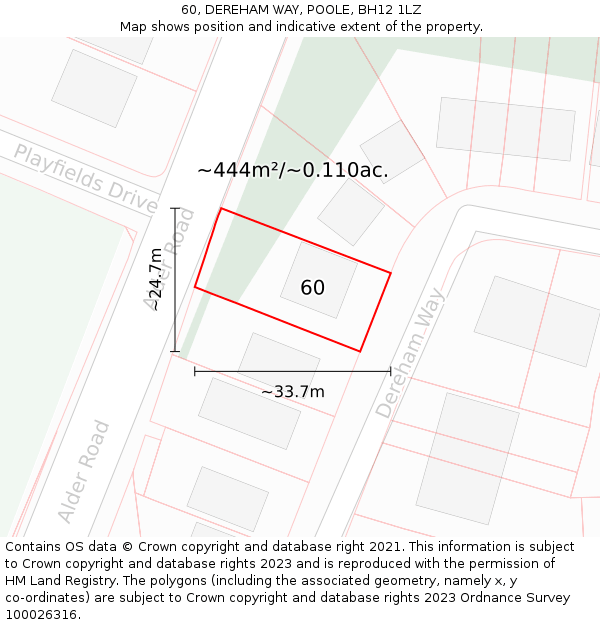 60, DEREHAM WAY, POOLE, BH12 1LZ: Plot and title map