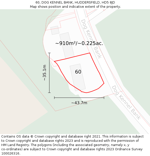 60, DOG KENNEL BANK, HUDDERSFIELD, HD5 8JD: Plot and title map