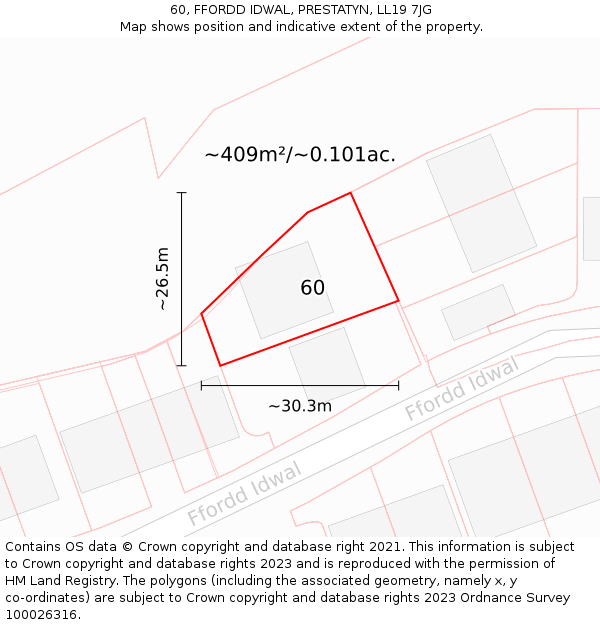 60, FFORDD IDWAL, PRESTATYN, LL19 7JG: Plot and title map