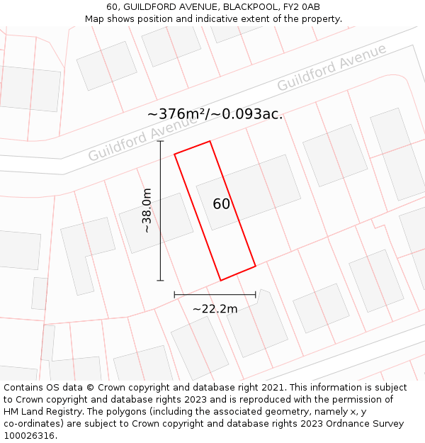 60, GUILDFORD AVENUE, BLACKPOOL, FY2 0AB: Plot and title map