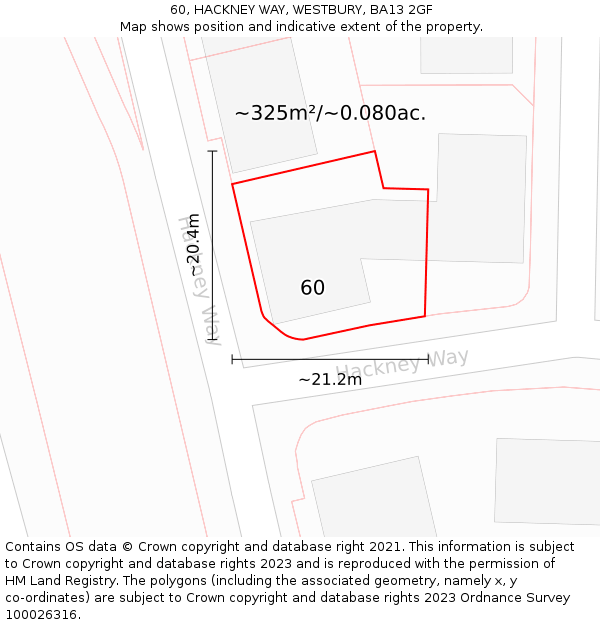 60, HACKNEY WAY, WESTBURY, BA13 2GF: Plot and title map