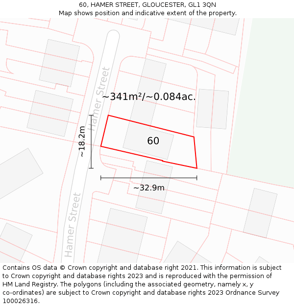 60, HAMER STREET, GLOUCESTER, GL1 3QN: Plot and title map