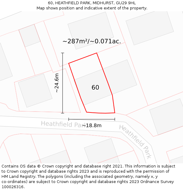 60, HEATHFIELD PARK, MIDHURST, GU29 9HL: Plot and title map