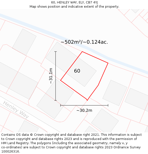 60, HENLEY WAY, ELY, CB7 4YJ: Plot and title map