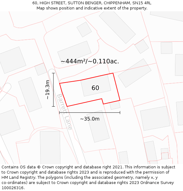 60, HIGH STREET, SUTTON BENGER, CHIPPENHAM, SN15 4RL: Plot and title map