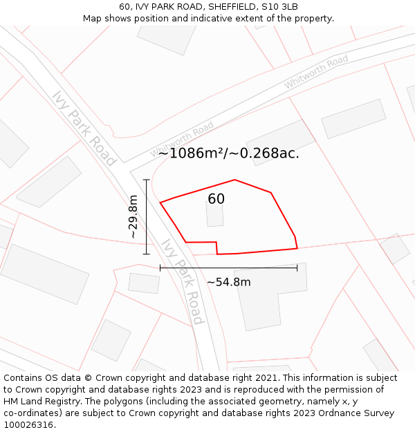 60, IVY PARK ROAD, SHEFFIELD, S10 3LB: Plot and title map