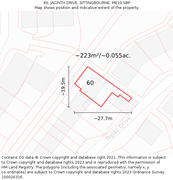 60, JACINTH DRIVE, SITTINGBOURNE, ME10 5BP: Plot and title map