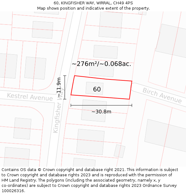 60, KINGFISHER WAY, WIRRAL, CH49 4PS: Plot and title map