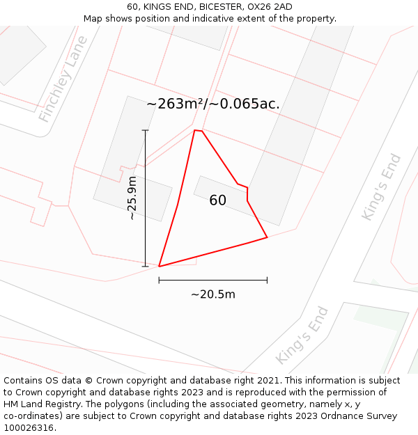 60, KINGS END, BICESTER, OX26 2AD: Plot and title map