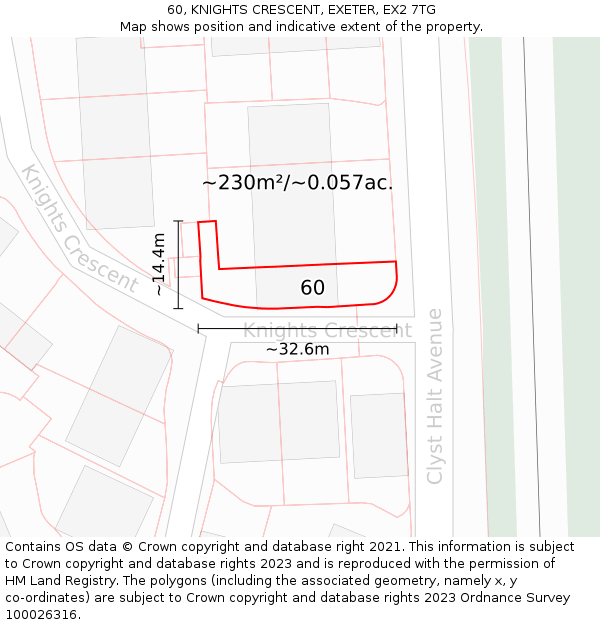 60, KNIGHTS CRESCENT, EXETER, EX2 7TG: Plot and title map