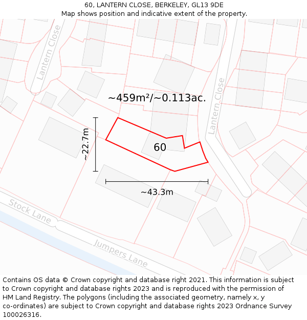 60, LANTERN CLOSE, BERKELEY, GL13 9DE: Plot and title map