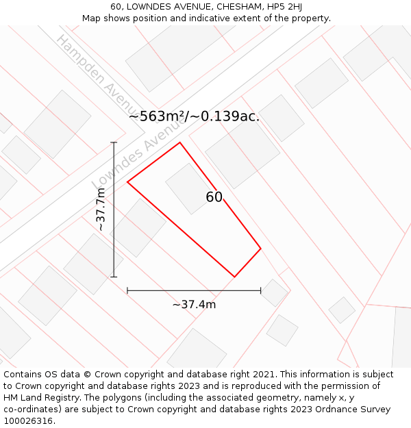 60, LOWNDES AVENUE, CHESHAM, HP5 2HJ: Plot and title map