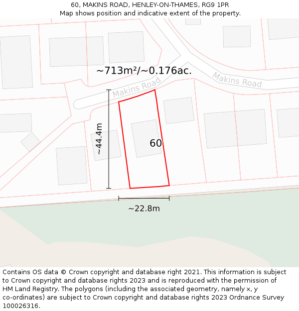 60, MAKINS ROAD, HENLEY-ON-THAMES, RG9 1PR: Plot and title map