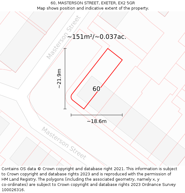 60, MASTERSON STREET, EXETER, EX2 5GR: Plot and title map