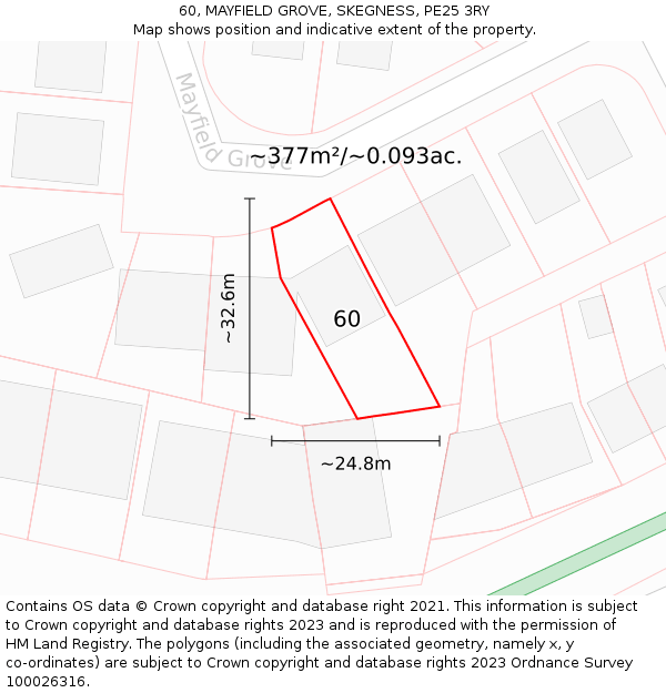 60, MAYFIELD GROVE, SKEGNESS, PE25 3RY: Plot and title map