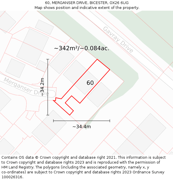 60, MERGANSER DRIVE, BICESTER, OX26 6UG: Plot and title map