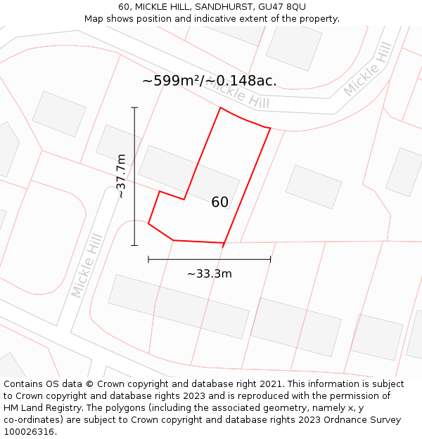 60, MICKLE HILL, SANDHURST, GU47 8QU: Plot and title map