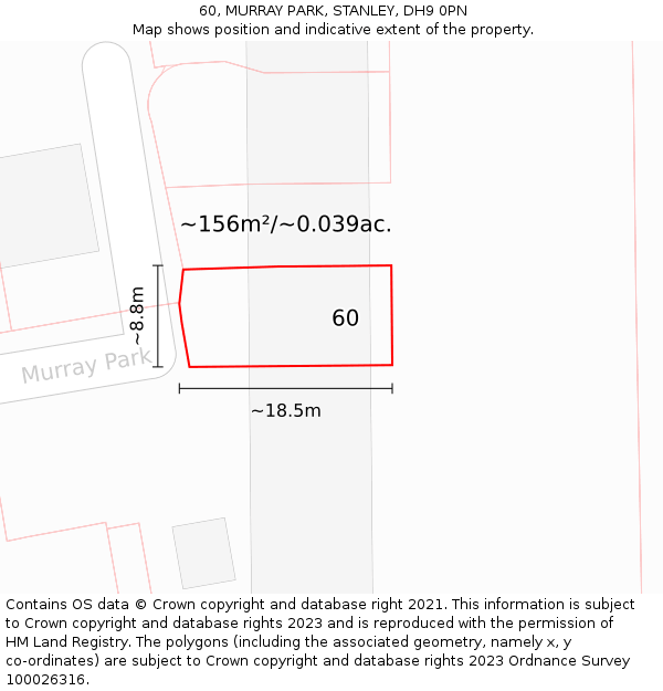 60, MURRAY PARK, STANLEY, DH9 0PN: Plot and title map