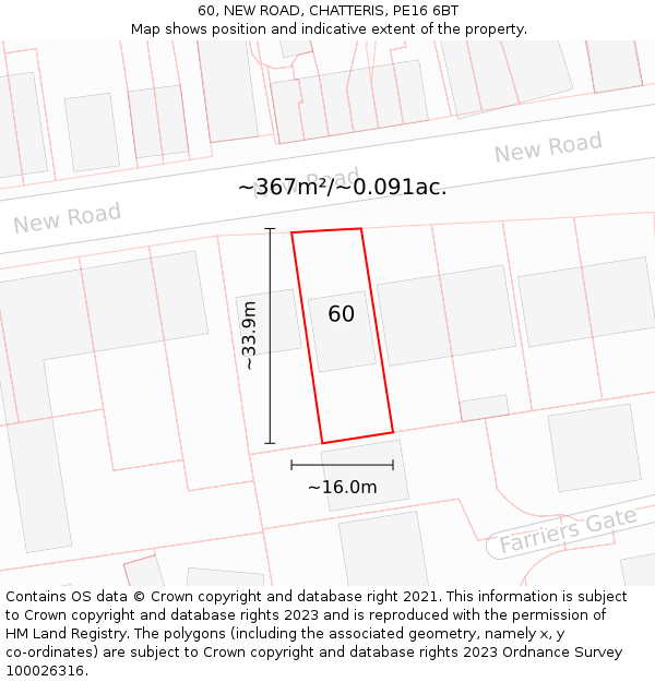 60, NEW ROAD, CHATTERIS, PE16 6BT: Plot and title map