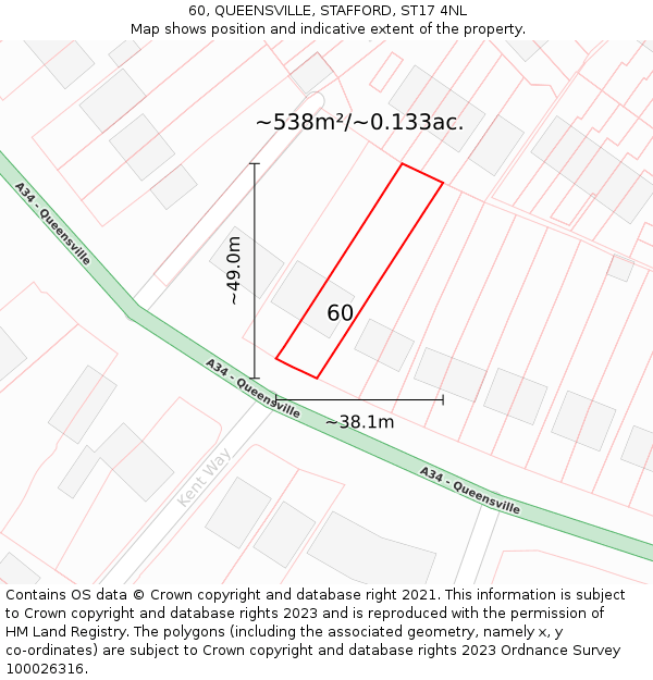 60, QUEENSVILLE, STAFFORD, ST17 4NL: Plot and title map