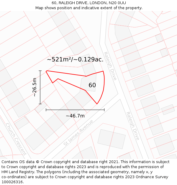 60, RALEIGH DRIVE, LONDON, N20 0UU: Plot and title map