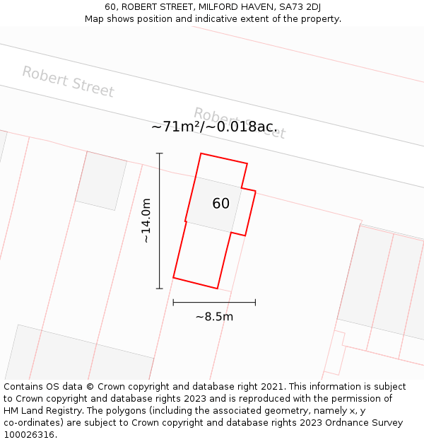 60, ROBERT STREET, MILFORD HAVEN, SA73 2DJ: Plot and title map
