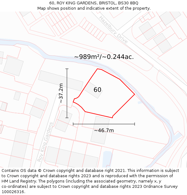 60, ROY KING GARDENS, BRISTOL, BS30 8BQ: Plot and title map