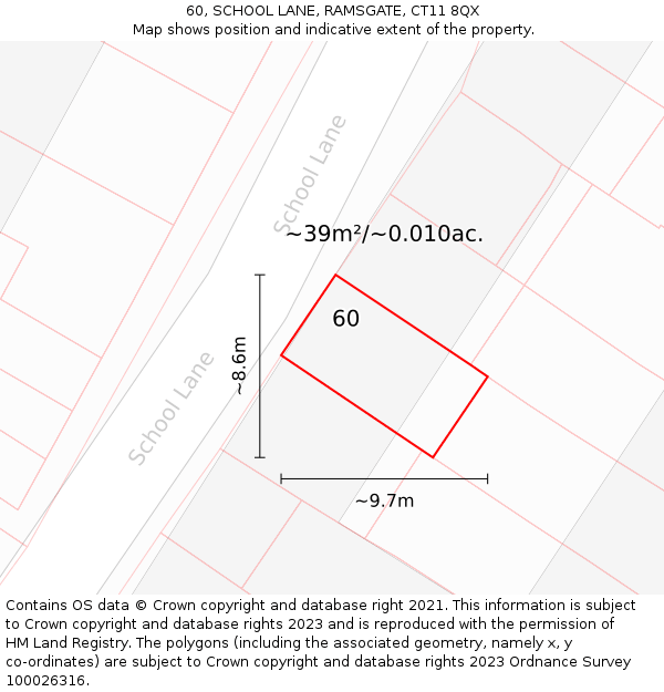 60, SCHOOL LANE, RAMSGATE, CT11 8QX: Plot and title map