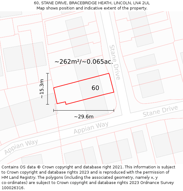 60, STANE DRIVE, BRACEBRIDGE HEATH, LINCOLN, LN4 2UL: Plot and title map