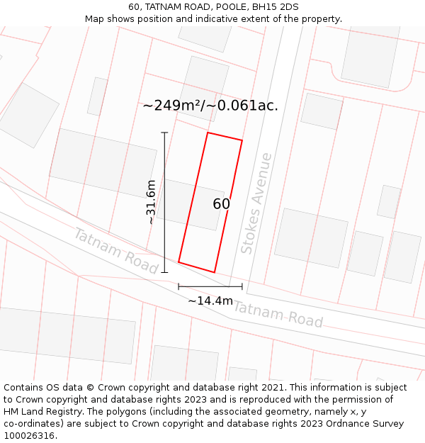 60, TATNAM ROAD, POOLE, BH15 2DS: Plot and title map