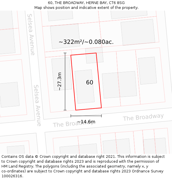 60, THE BROADWAY, HERNE BAY, CT6 8SG: Plot and title map