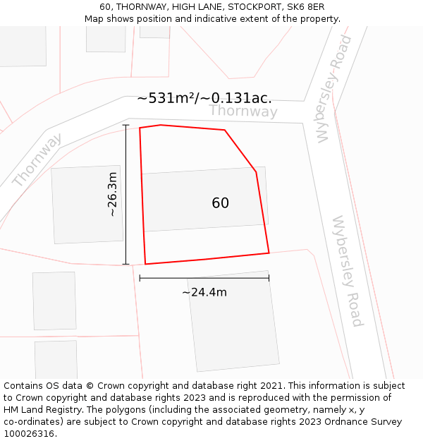 60, THORNWAY, HIGH LANE, STOCKPORT, SK6 8ER: Plot and title map