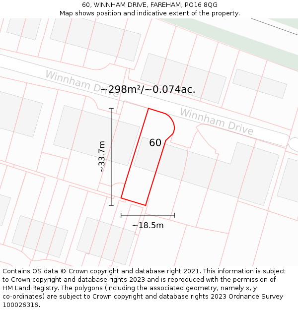 60, WINNHAM DRIVE, FAREHAM, PO16 8QG: Plot and title map