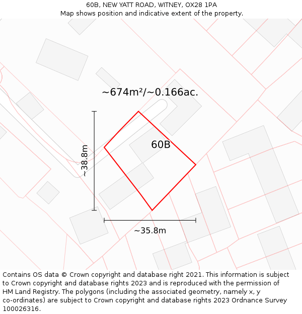 60B, NEW YATT ROAD, WITNEY, OX28 1PA: Plot and title map