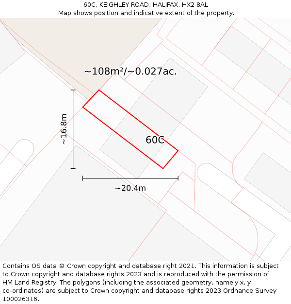 60C, KEIGHLEY ROAD, HALIFAX, HX2 8AL: Plot and title map