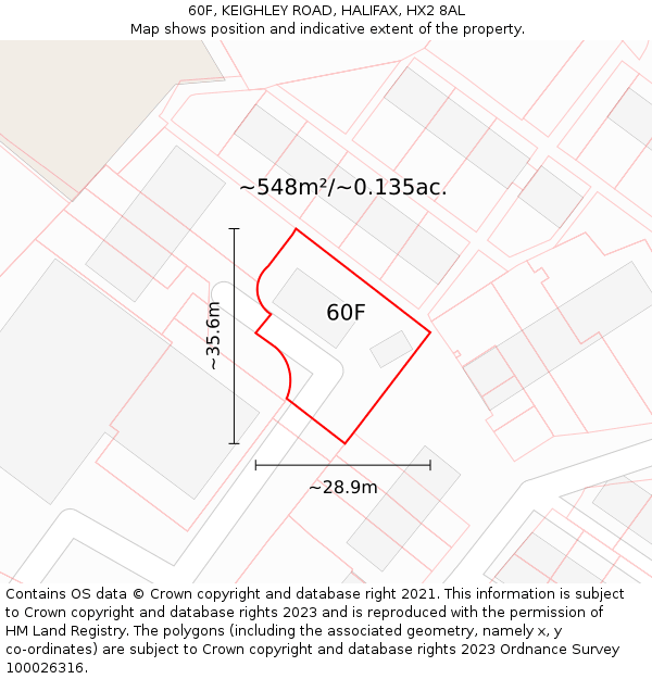 60F, KEIGHLEY ROAD, HALIFAX, HX2 8AL: Plot and title map