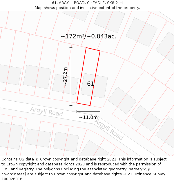 61, ARGYLL ROAD, CHEADLE, SK8 2LH: Plot and title map