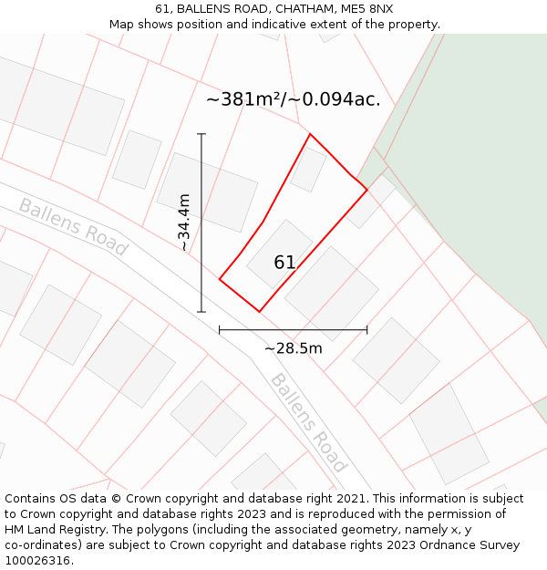 61, BALLENS ROAD, CHATHAM, ME5 8NX: Plot and title map