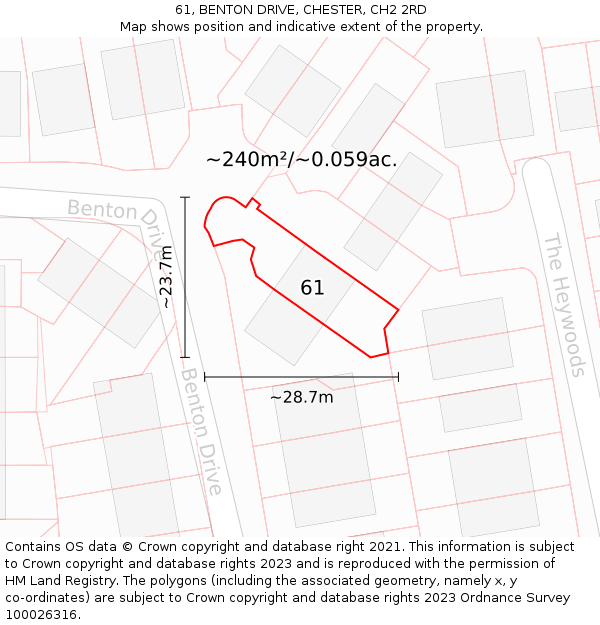 61, BENTON DRIVE, CHESTER, CH2 2RD: Plot and title map
