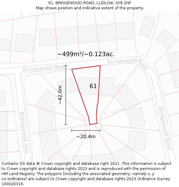 61, BRINGEWOOD ROAD, LUDLOW, SY8 2NF: Plot and title map