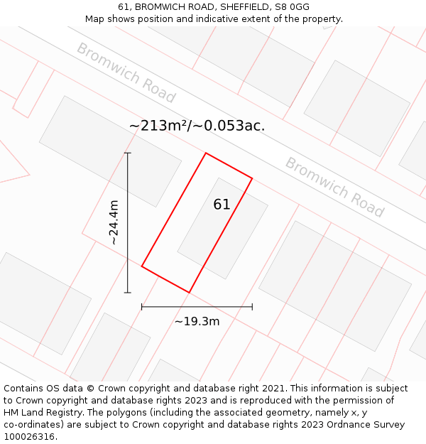 61, BROMWICH ROAD, SHEFFIELD, S8 0GG: Plot and title map