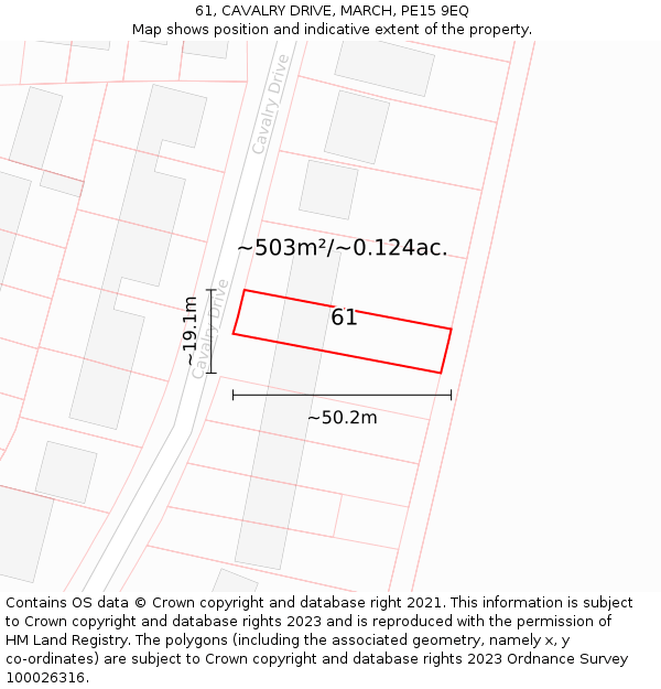 61, CAVALRY DRIVE, MARCH, PE15 9EQ: Plot and title map