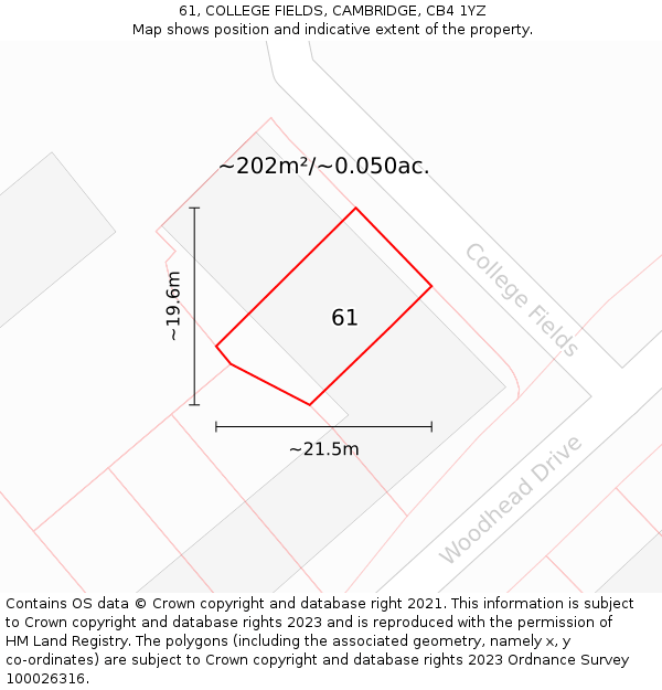 61, COLLEGE FIELDS, CAMBRIDGE, CB4 1YZ: Plot and title map
