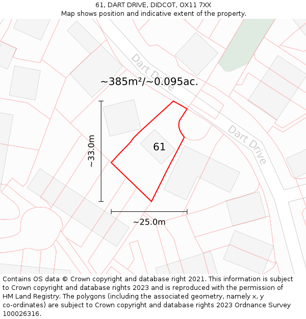 61, DART DRIVE, DIDCOT, OX11 7XX: Plot and title map