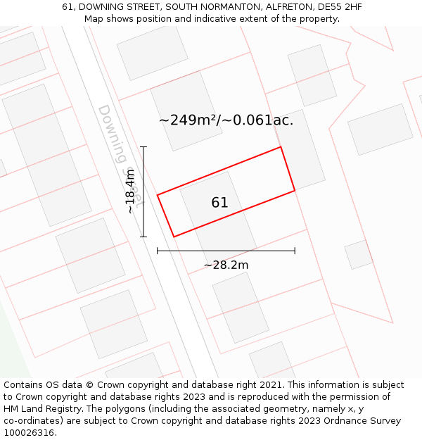 61, DOWNING STREET, SOUTH NORMANTON, ALFRETON, DE55 2HF: Plot and title map