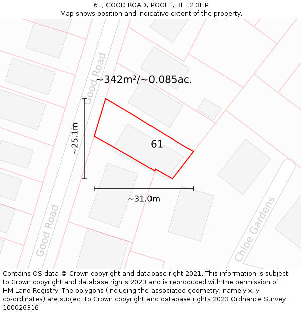 61, GOOD ROAD, POOLE, BH12 3HP: Plot and title map