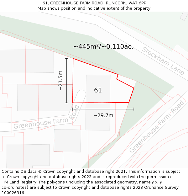 61, GREENHOUSE FARM ROAD, RUNCORN, WA7 6PP: Plot and title map