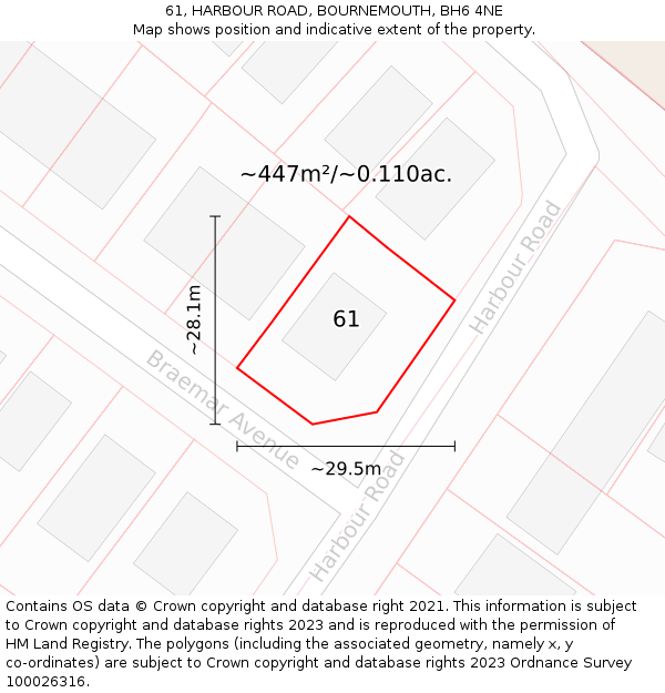 61, HARBOUR ROAD, BOURNEMOUTH, BH6 4NE: Plot and title map