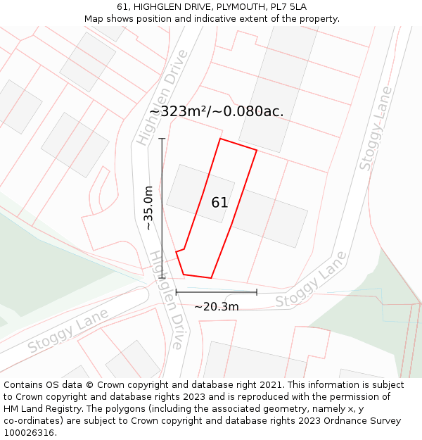 61, HIGHGLEN DRIVE, PLYMOUTH, PL7 5LA: Plot and title map
