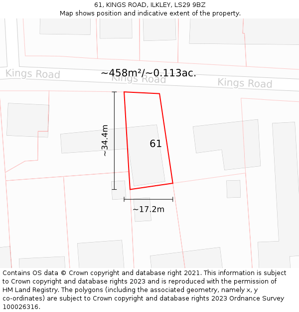 61, KINGS ROAD, ILKLEY, LS29 9BZ: Plot and title map